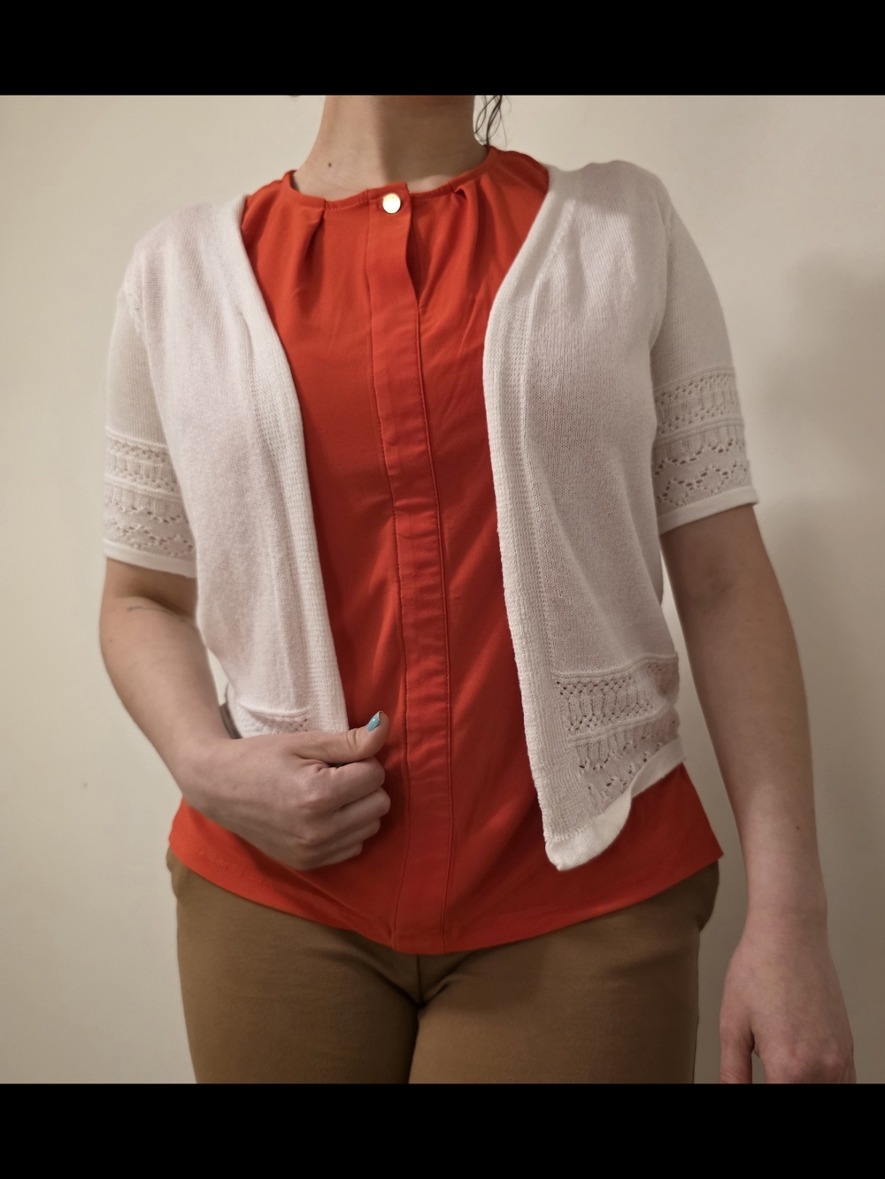 ImPRESS White Short Sleeve Open Cardigan